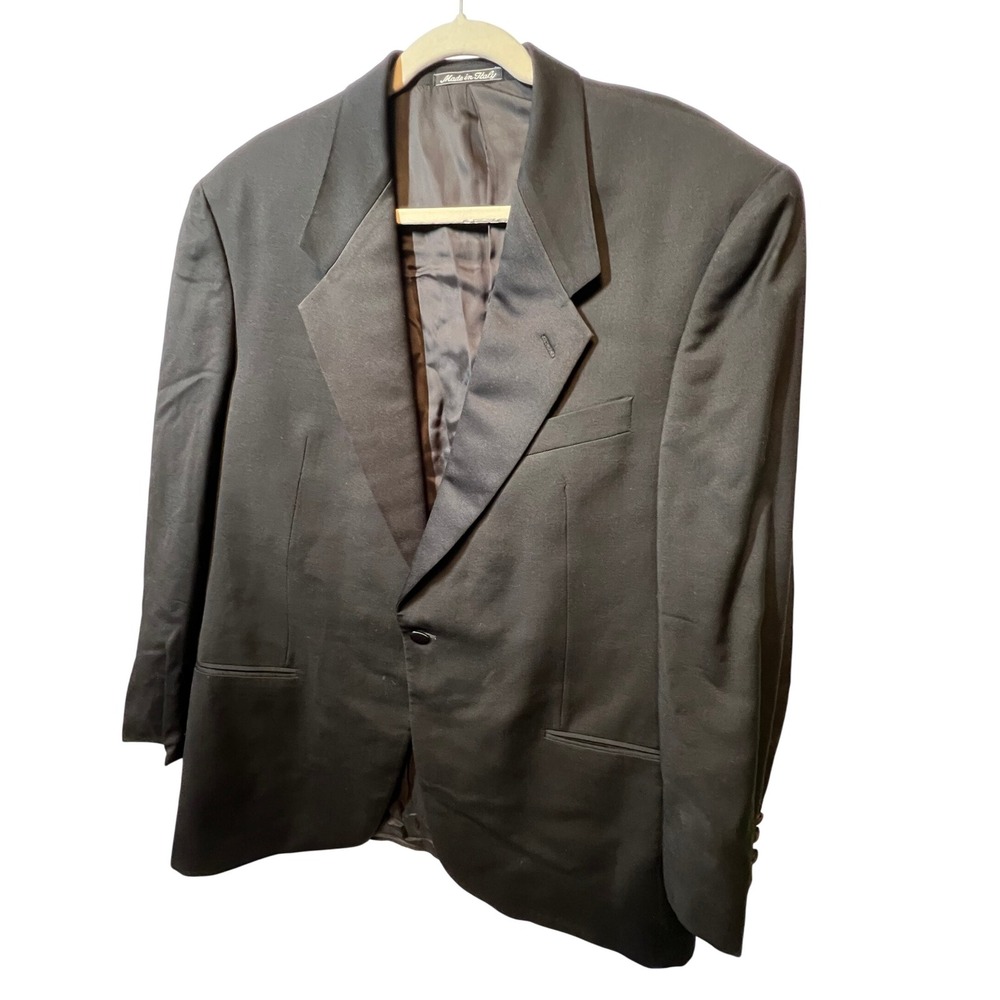 VINTAGE GIROGIO ARMANI Mani‎ Made in Italy Black Pure Virgin Wool Blazer Jacket